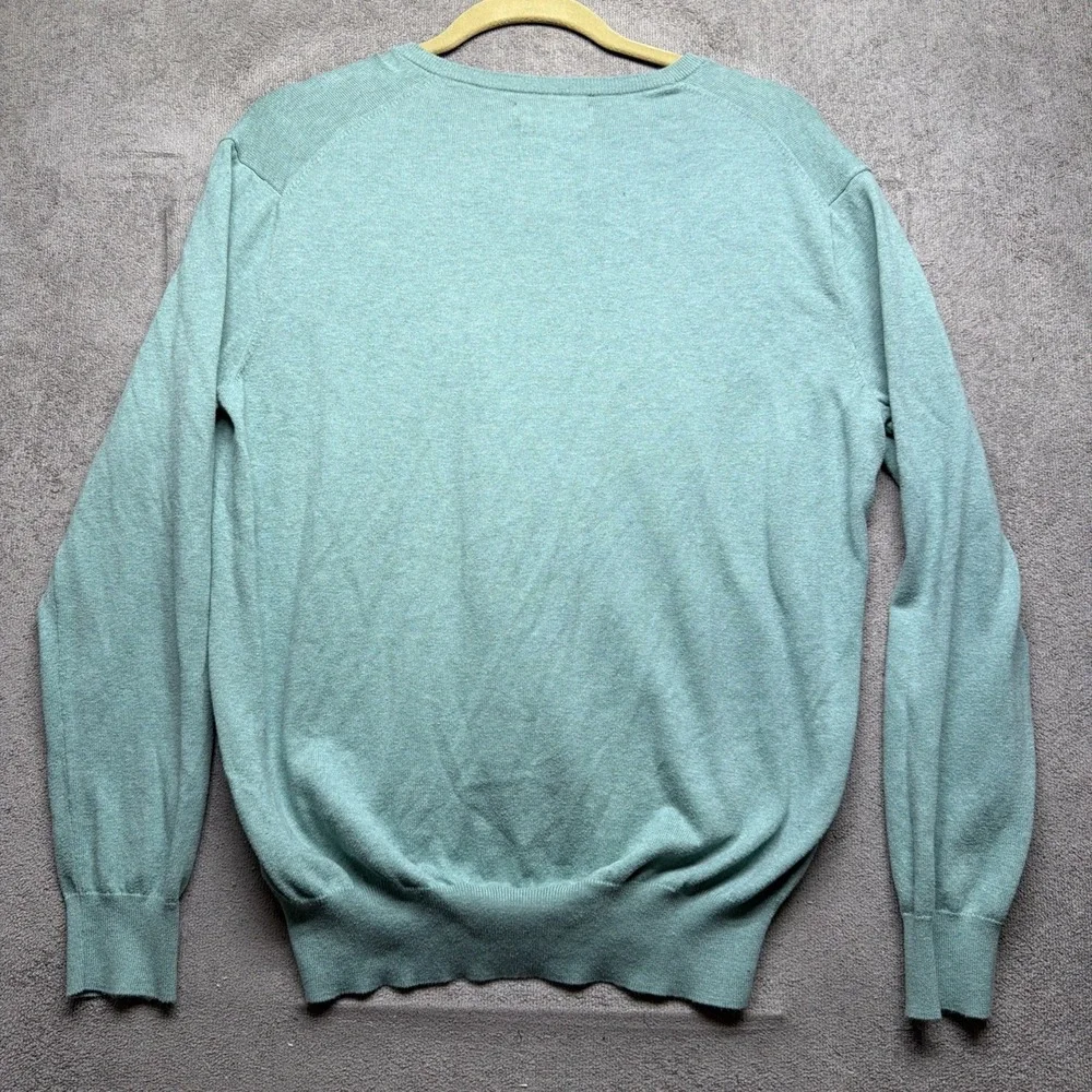 Polo Ralph Lauren V‎ Neck Sweater Pima Cotton Green Men's Small Preppy